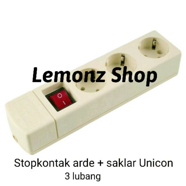 Stop kontak Arde + Saklar Uticon 3 Lubang