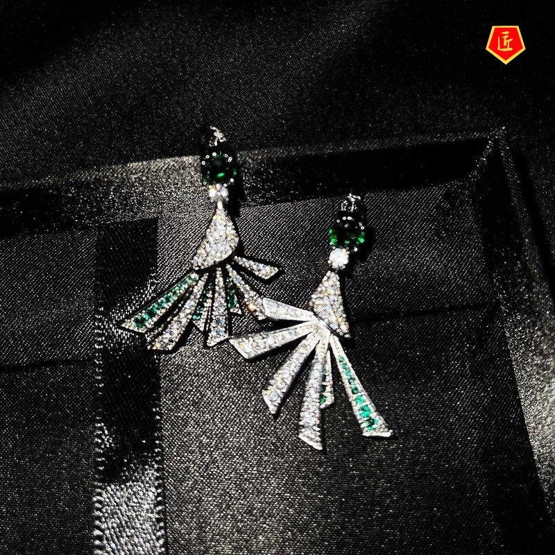 [Ready Stock]Fashion Luxury 925 Silver Emerald Earrings