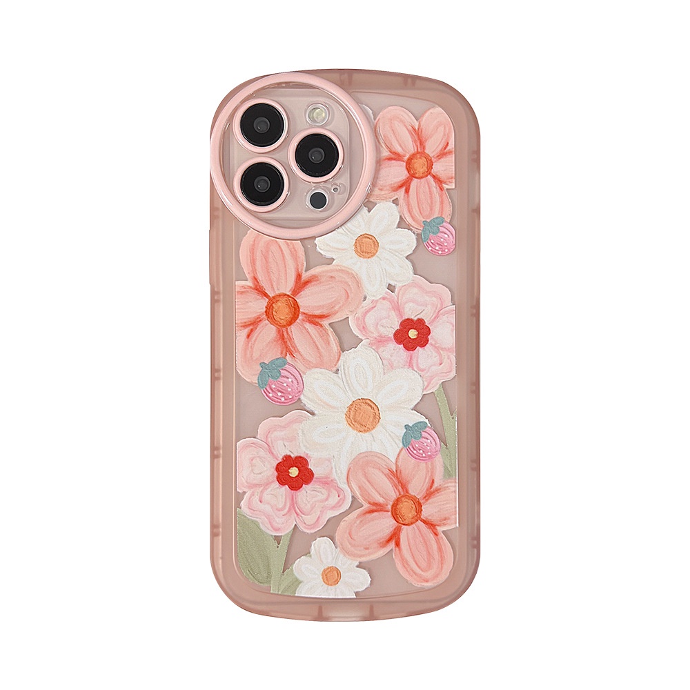 Case Pelindung Bahan Silikon Motif Bunga Pink Untuk Iphone 14 7 8 SE2020 7 + 8PLUS XS XR 11 12 13 PRO MAX