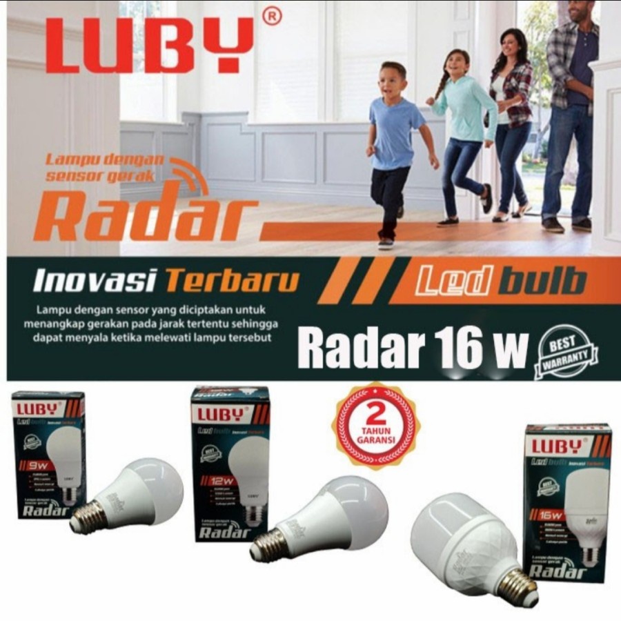 LUBY LAMPU RADAR LED 16 WATT CAHAYA PUTIH SENSOR GERAK OTOMATIS 16W