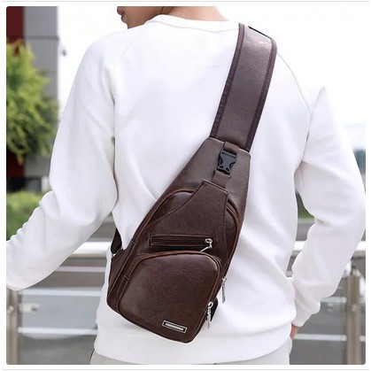 Sling Bag Usb Kulit/Selempang Sling Bag / Selempang Kulit Pria Tas Hp/Tas Dada Usb/Tas Impor