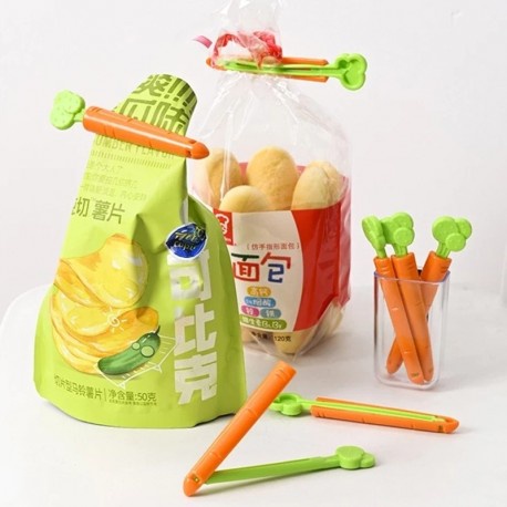 Klip Penyegel Bungkus Makanan 6in1 Bentuk Wortel Penjepit Cemilan Snack Korean Clip Sealer 5pcs Carrot 1 Holder Jepitan Magnet Kulkas Babymaniashop