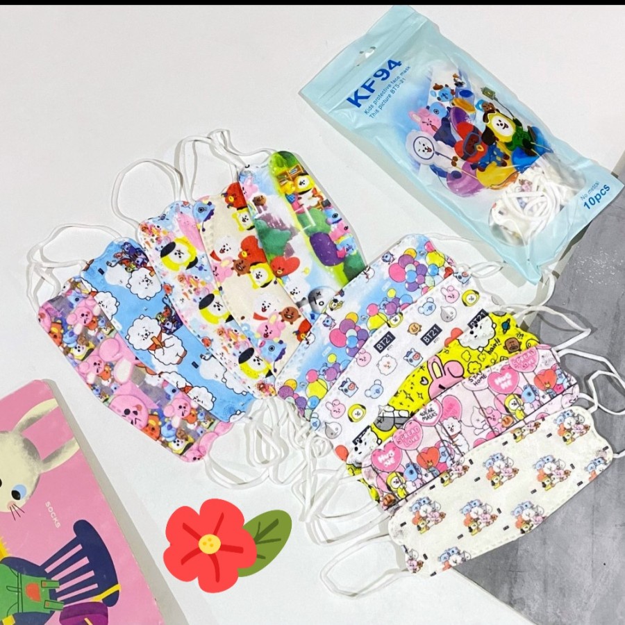 Masker KF94 Anak Motif BTS BT21 isi 10 pcs mask Premium