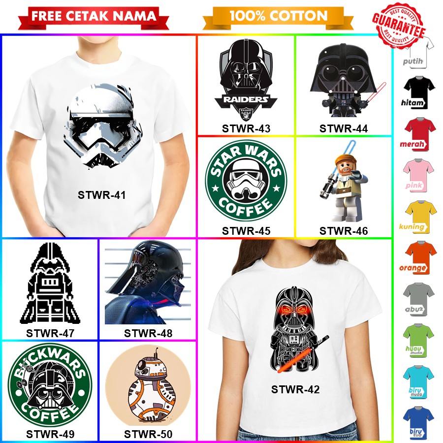 [FREE NAMA!!] Kaos Baju COUPLE  ANAK DAN STAR WARS BANYAK MOTIF