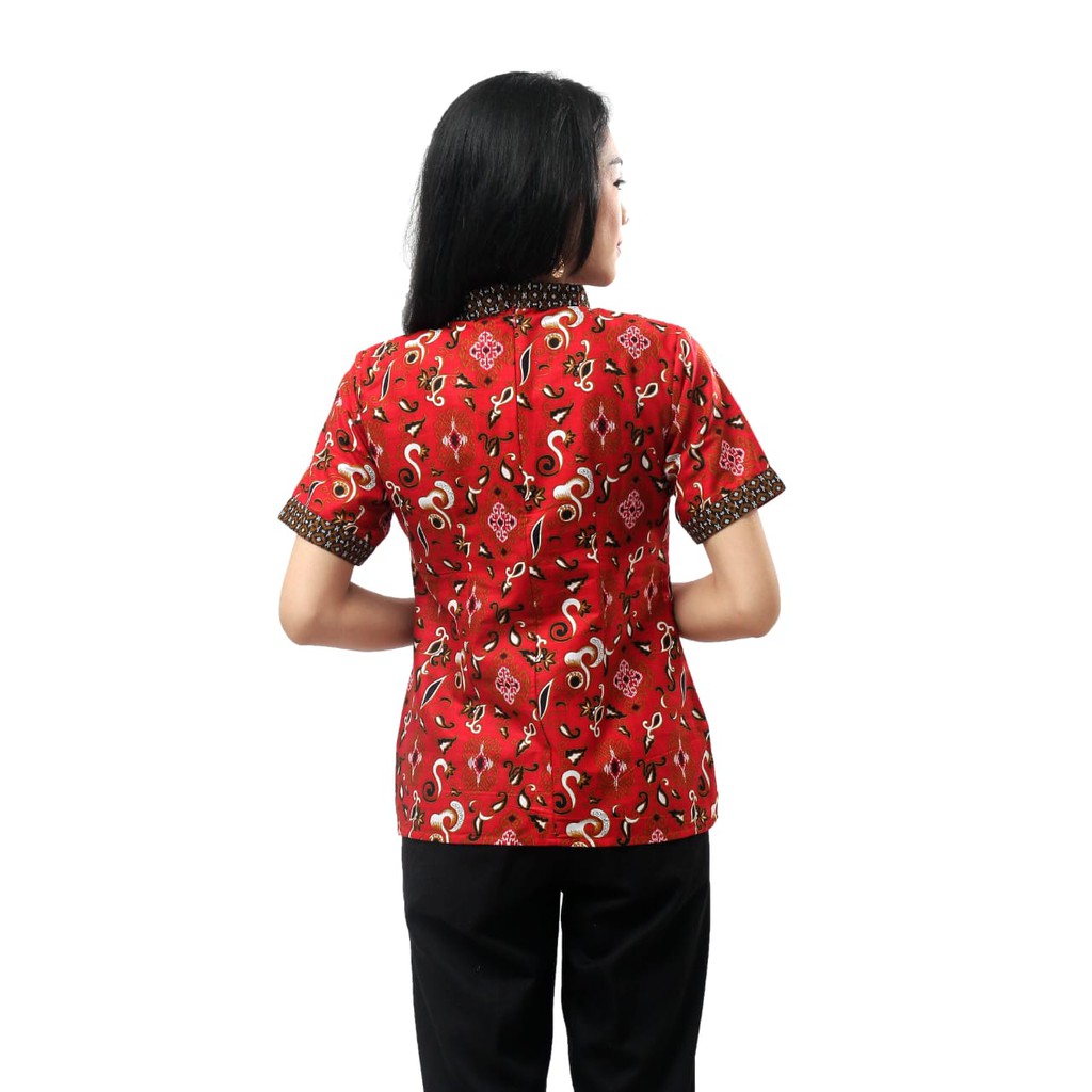 S-M-L-XL-XXL-3L-4L-5L BLOUSE BATIK ATASAN BATIK WANITA WARNA MERAH