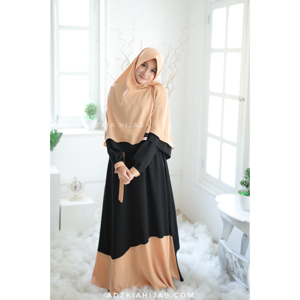 Gamis Manis RANIA HITAM SET SYARI ORIGINAL by ADZKIA HIJAB SYARI