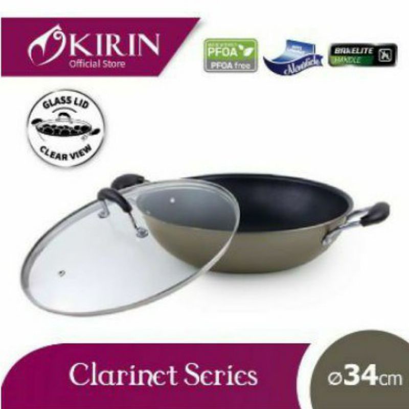 KIRIN Wok Wajan Teflon Classic 34 Cm