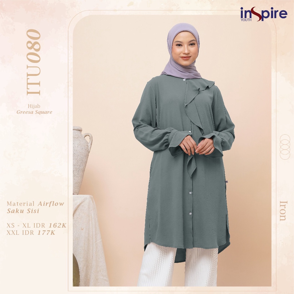 Inspire Tunik ITU 080 Bahan Airflow Atasan Wanita Polos kekinian Modern