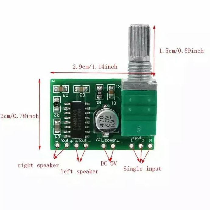 Kit Power Ampli Mini Board 2Channel 3Way Kit Ampli PAM8403 5V RTRAVO2 Diminati Banget