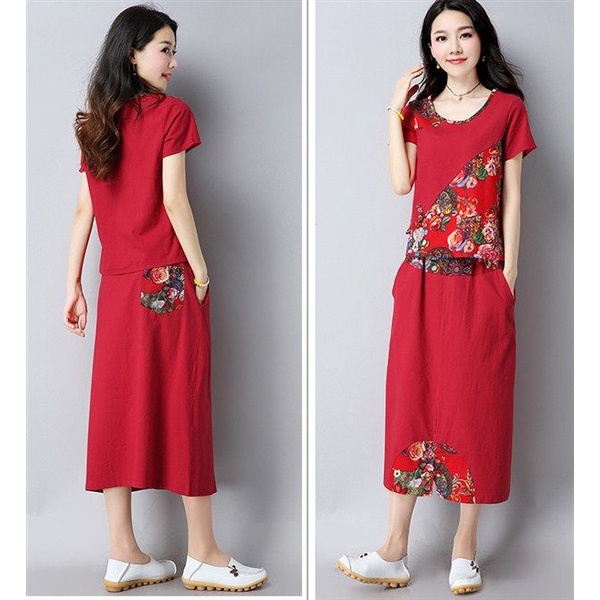 20255 BAJU IMLEK SETELAN WANITA MOTIF ORIENTAL ONE SET ATASAN DAN ROK