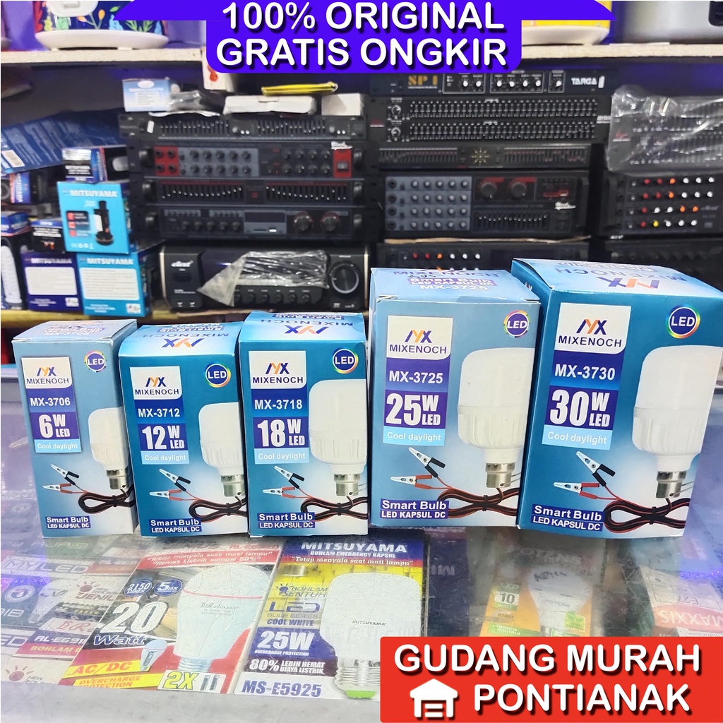 Lampu DC Mixenoc Jepit Aki Watt Lengkap 6w 12w 18w 25w 30w