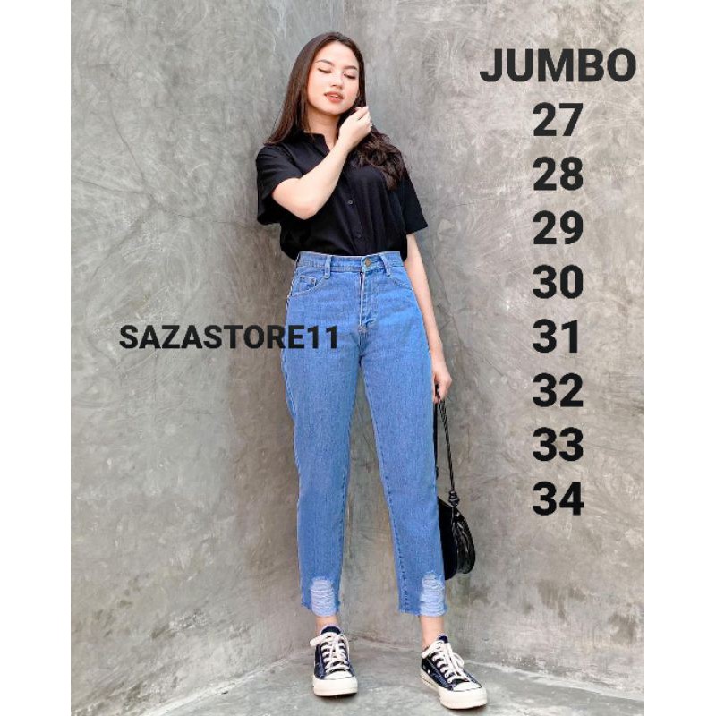 Celana Boyfriend Jeans Ripped Sobek Wanita Boyfriend Ripped Bf Sobek Shopee Indonesia