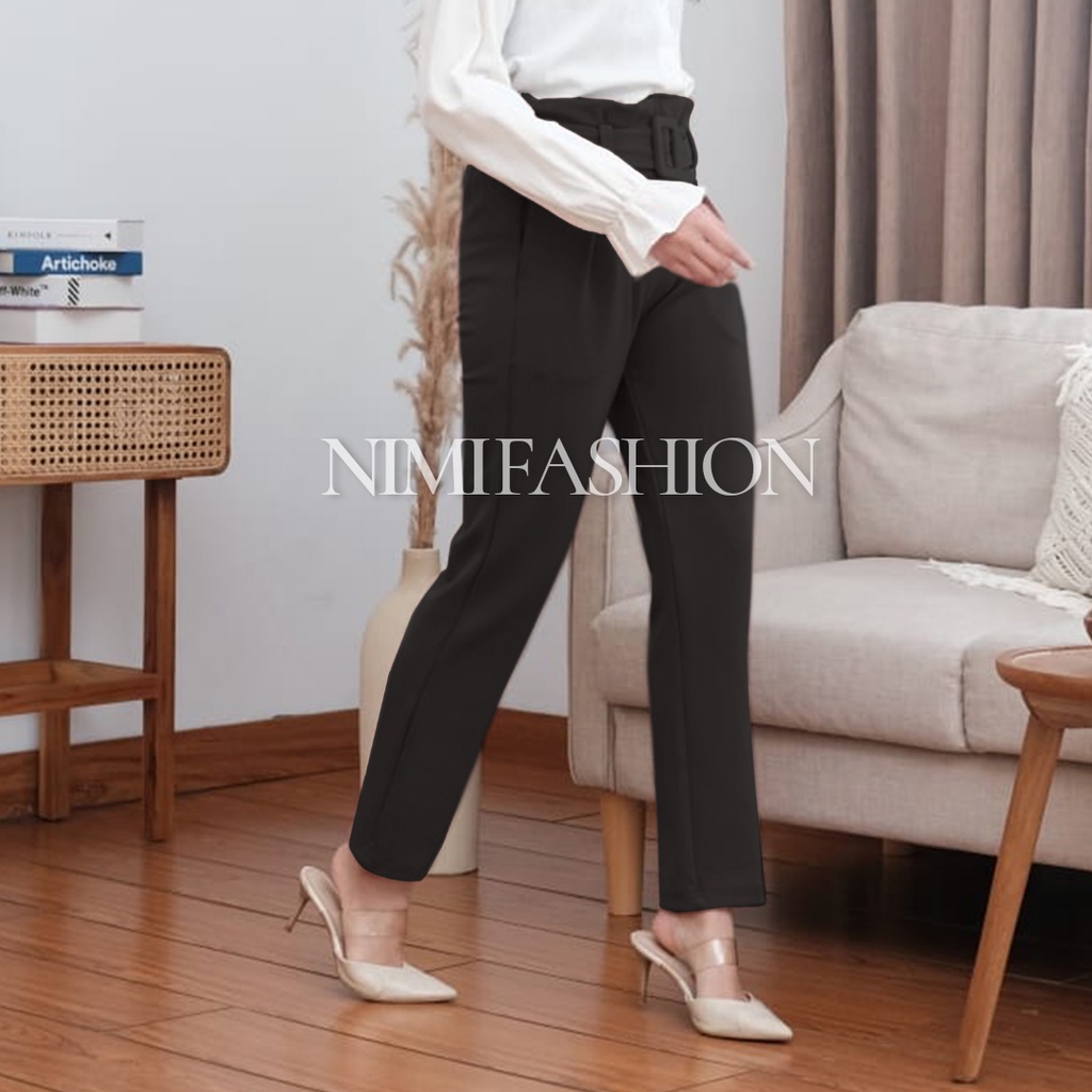 NIMI - Alice Pants Celana Scuba Wanita Celana Scuba Basic Free Belt