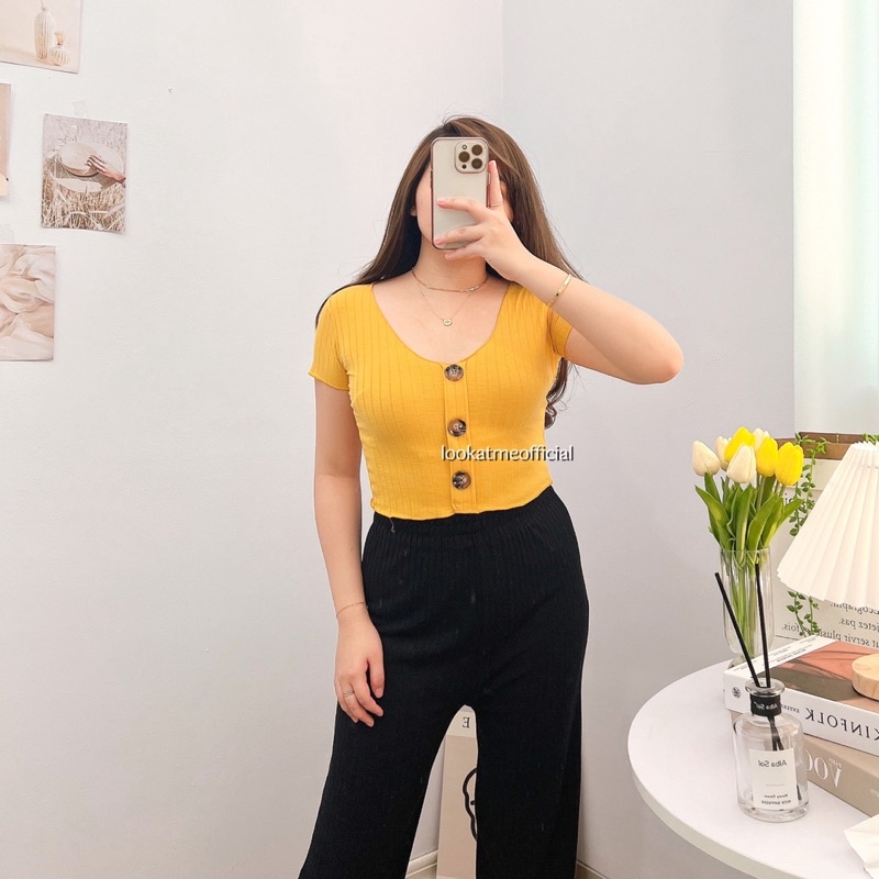 lookatmeofficial • Minnie Crop Top - Atasan Basic Crop Wanita Bahan Knit