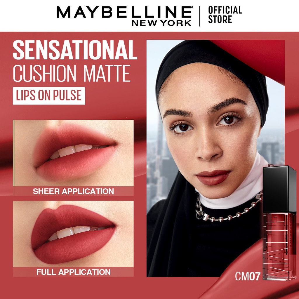 Maybelline Cushion Matte Lip Cream - Lipstick Soft Velvet Finish Lembut &amp; Ringan [Lipstik Cream]