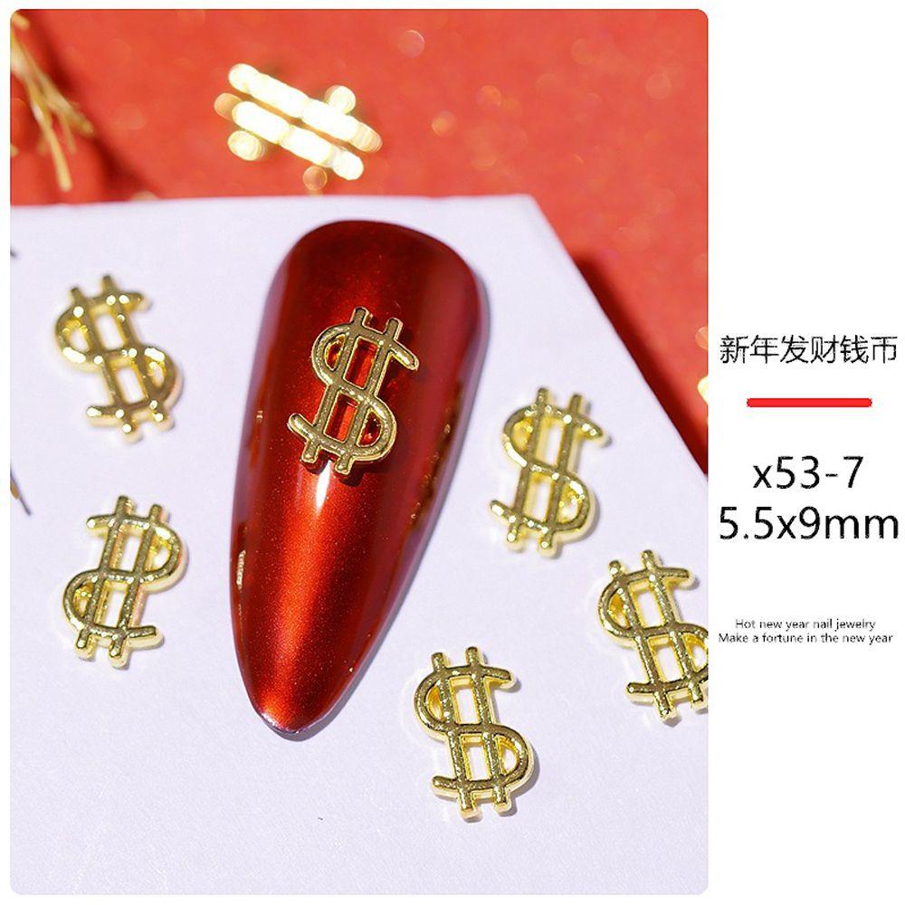 Agustin 3D Dollar Nail Art Dekorasi Shiny Silver/Gold Nail Rhinestone Nail Supplies Perhiasan Kuku