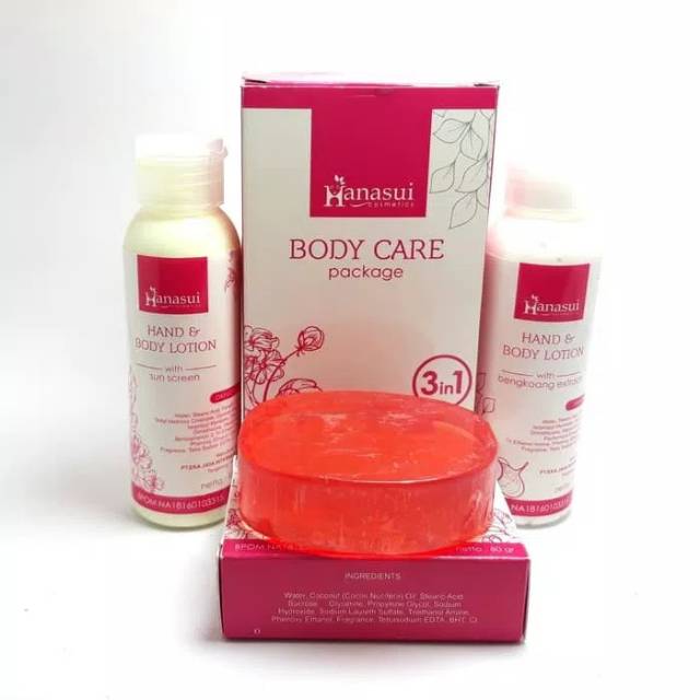 BODY CARE 3IN1/PAKET LOTION HANASUI BPOM