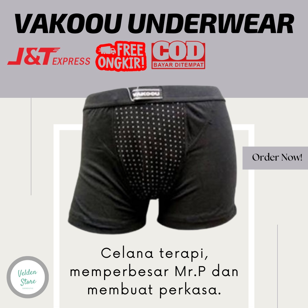 Celana Dalam Vakoou Vakau Vakou Celana Boxer Magnet Terapi Pembesar Mr.P Kesehatan Pria Ampuh Original 100%