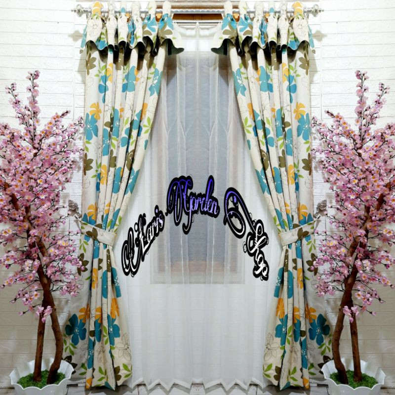 Gorden Hordeng Poni Rumbai Jendela Kamar Minimallis Blackout Import Panjang 230cm 12Ring 6 Lipatan