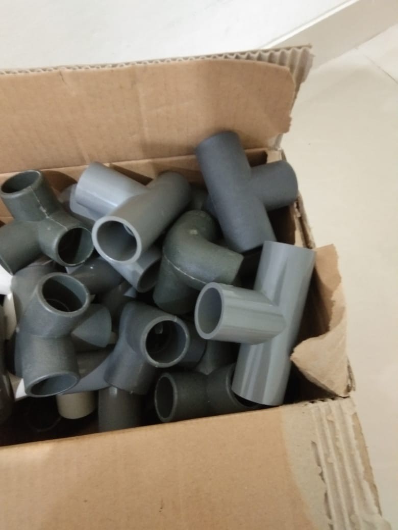 3 Way Sambungan Pipa Pvc 1 Abu-abu Utk Pembuatan Rak Hidroponik, Dll