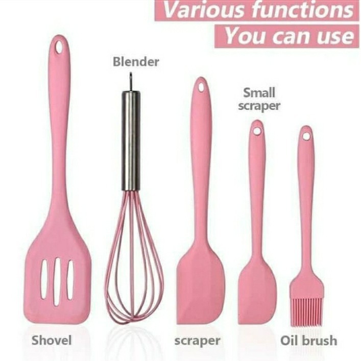 SHOPELLO - 5 IN 1 SET Silicone Kitchen Utensil Spatula Cooking BPA-Free