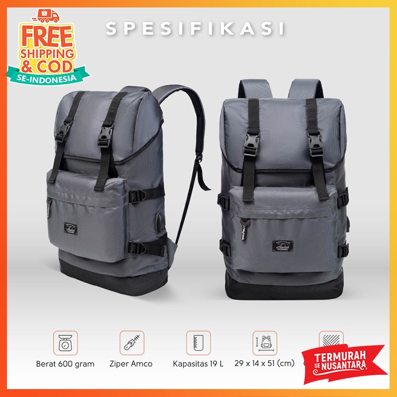 [FREE CABLE USB] TAS RANSEL PRIA WANITA BACKPACK DALTON USB TAS PUNGGUNG LAPTOP PRIA WANITA DISTRO