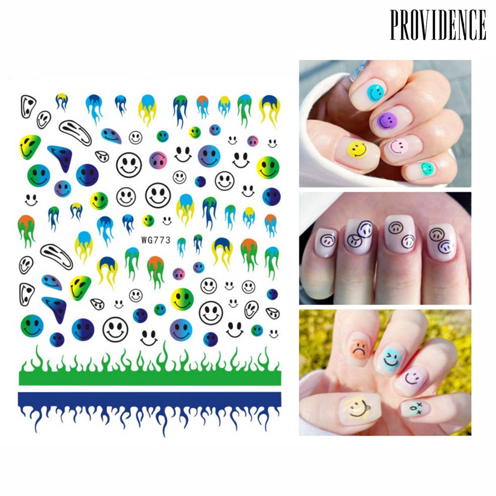 Providence Flame Smile Patterns Nail Sticker DIY Ultra Thin 6 Colors Fire Grimace Decal Decorations for Manicure