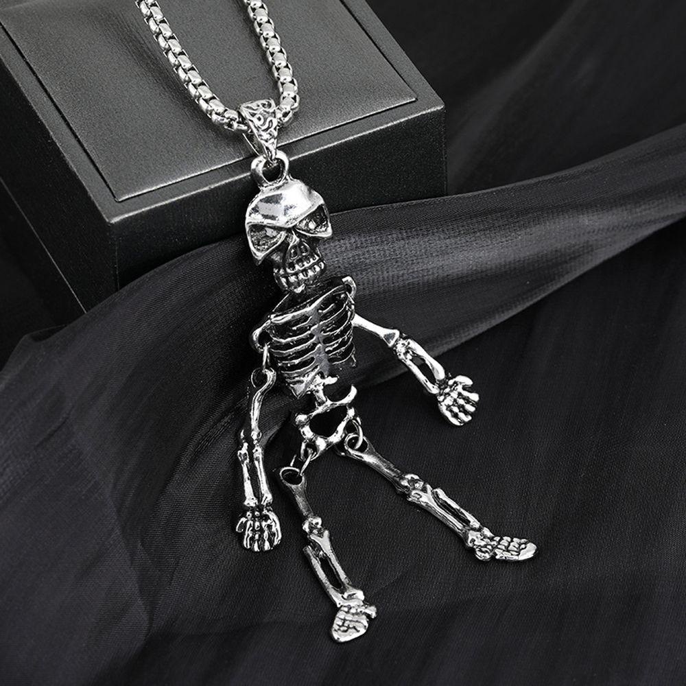 Mxbeauty Kalung Pria Perak Vintage Punk Fashion Keren Tampan Bentuk Kerangka Manusia