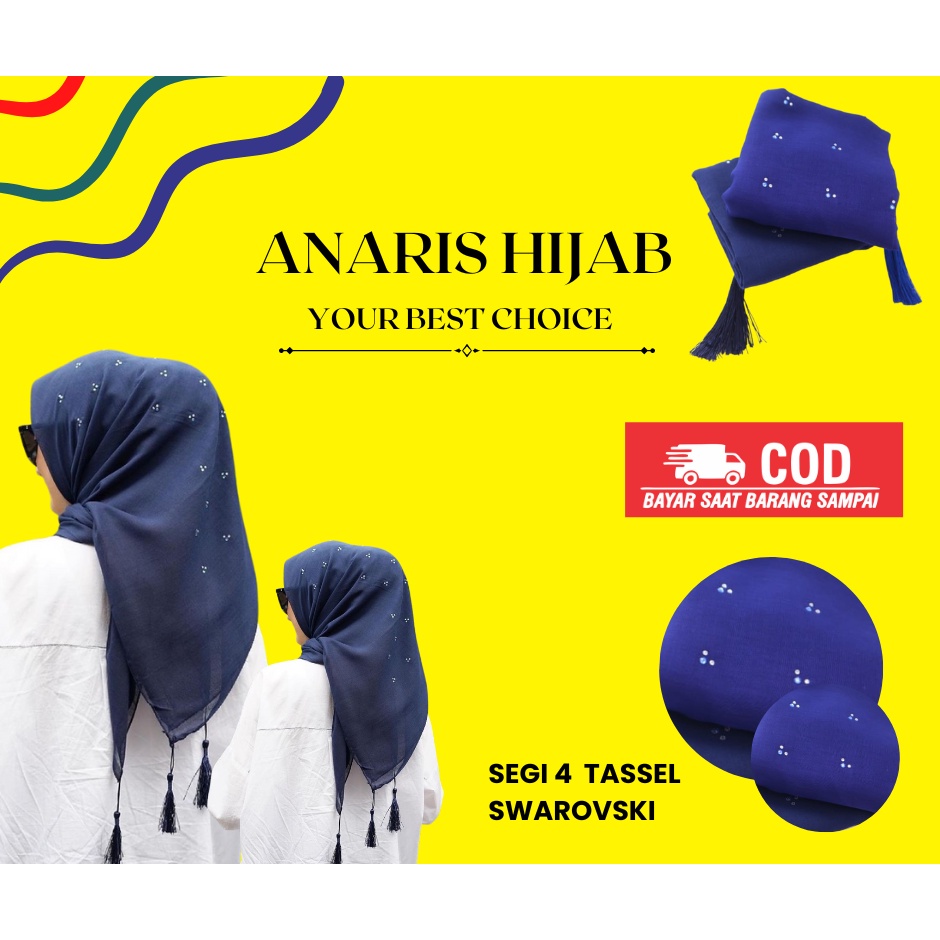 Jilbab Paris Hijab Segi Empat Swarovski Kerudung Segi Empat Square Polos Premium Payet Tabur Voal Or