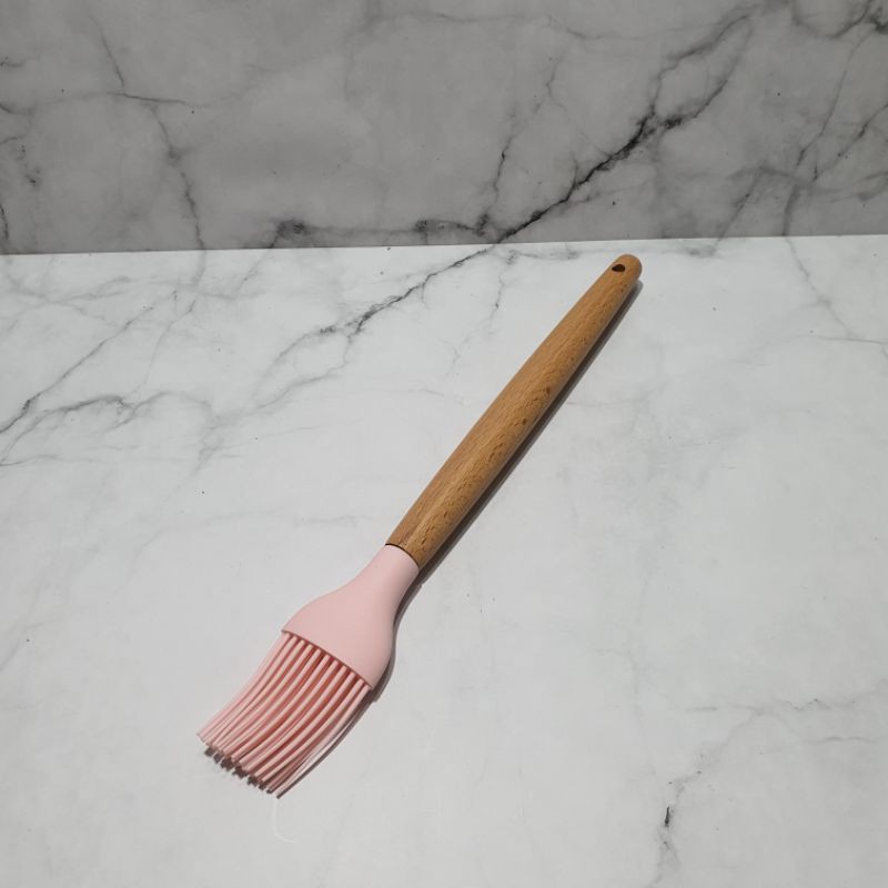 silicone Brush wooden handle / kuas silikon gagang kayu tahan panas