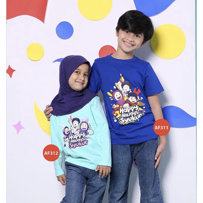 Promo Kaos Couple Afrakids &quot;Syukur&quot; AF311 (Boy) &amp; AF312 (Girl) Size S, M, L, XL &amp; XXL