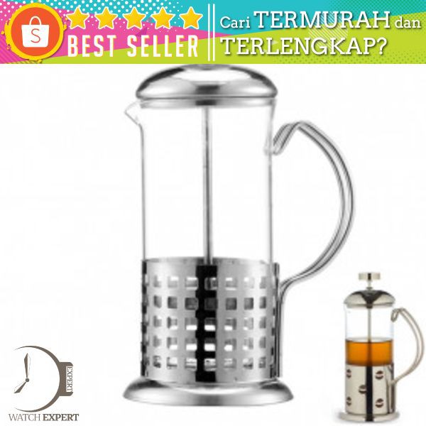 Duolvqi French Press Manual Coffee Maker Pot Stripe Pattern 800ml - KG72I - Silver