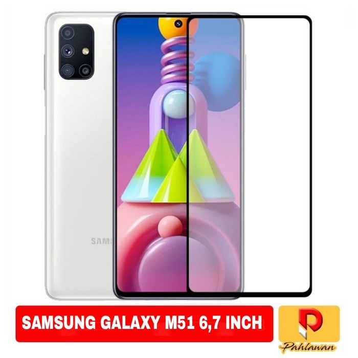 Samsung M51 Tempered Glass Full Lem 9D Full Cover Anti Gores Kaca - White_Cell