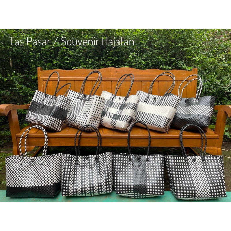 READY STOK- Tas Hajatan / Tas Monochrome / Tas Murah Anyaman Plastik / Souvenir Berkatan READY STOK