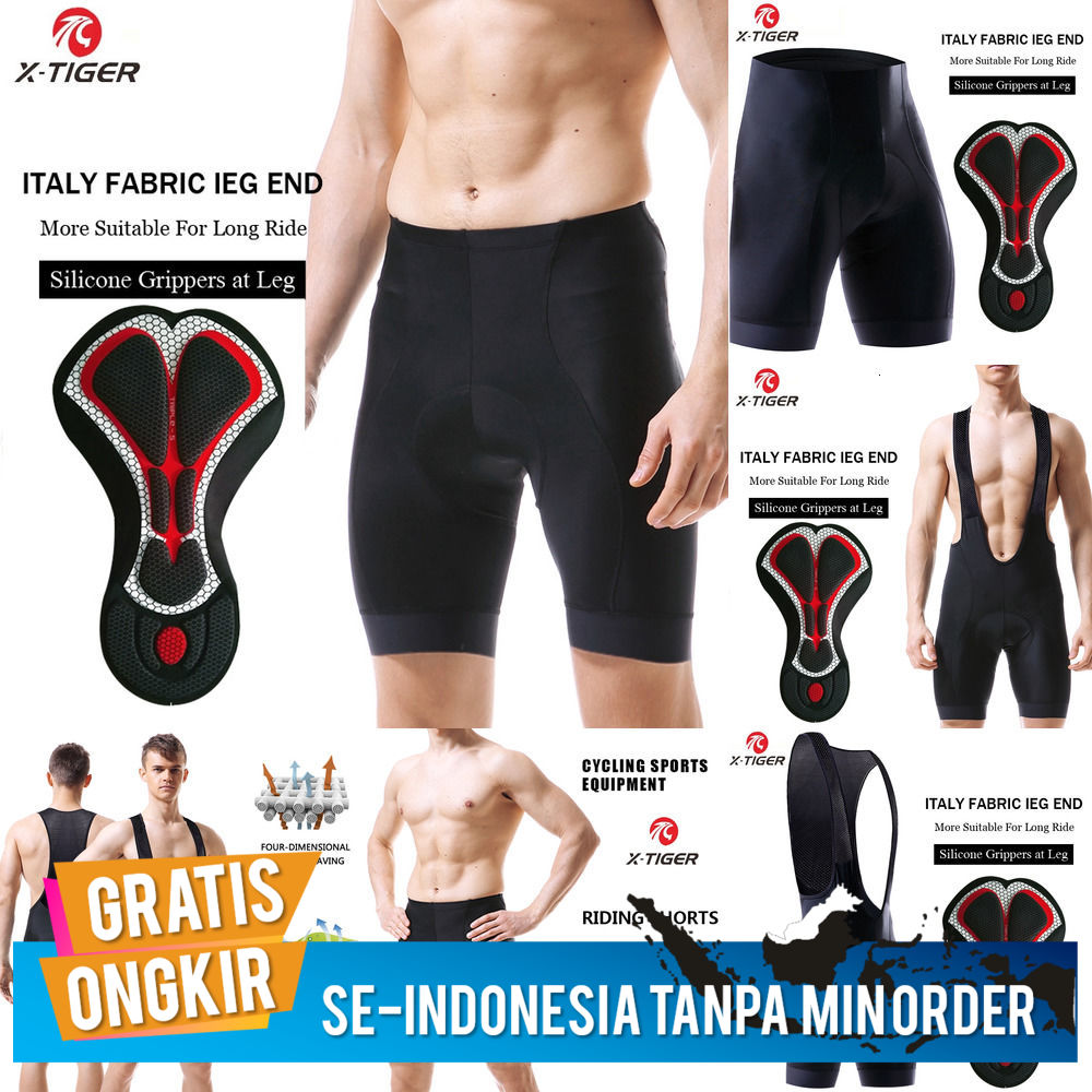 Celana pendek bersepeda X-TIGER  pad GEL 5D kepadatan tinggi