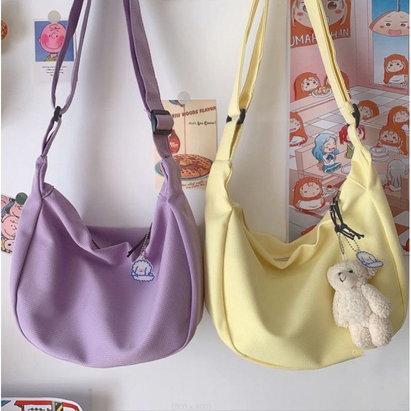 Rizkibag Crish Tas Selempang Polos Slingbag Wanita Remaja Cute Korean