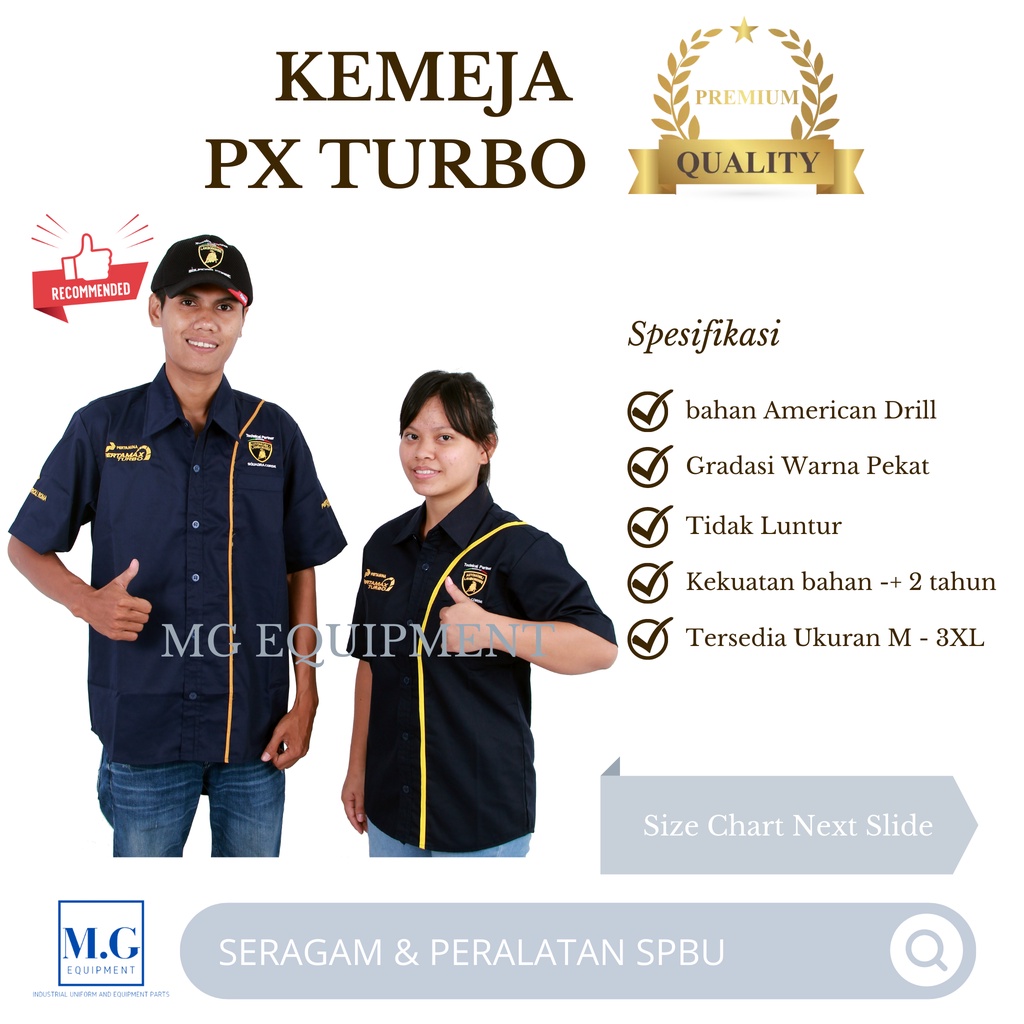 Kemeja Spbu Pertamina Px Turbo Pria Wanita Bahan Venosa American Drill