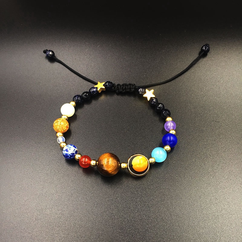 Gelang Batu Alam Natural Lava Stone Diffuser Bracelet Galaxy Planets Solar System Bracelets Bangle