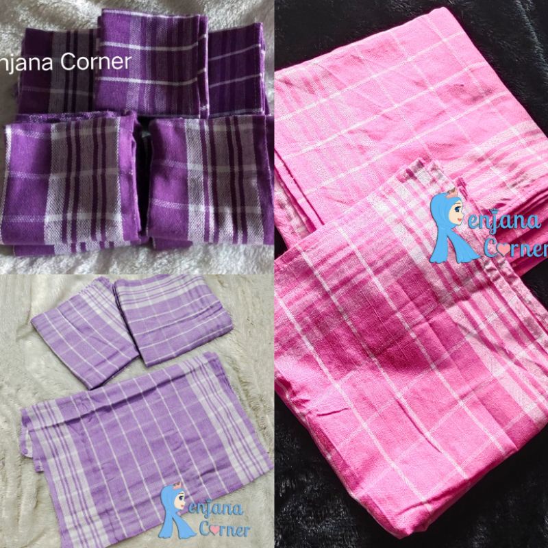 SATUAN Kain Lap Dapur Ungu Tua Lilac Muda Serbaguna / Serbet Pink Kotak Kotak / Lap Tangan