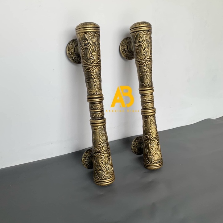 Handle pintu rumah ukir / Gagang pintu rumah motif godo ukir aluminium 42 cm