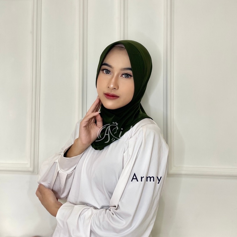 Jilbab Sport Volly Jersey Hijab Instant-Army