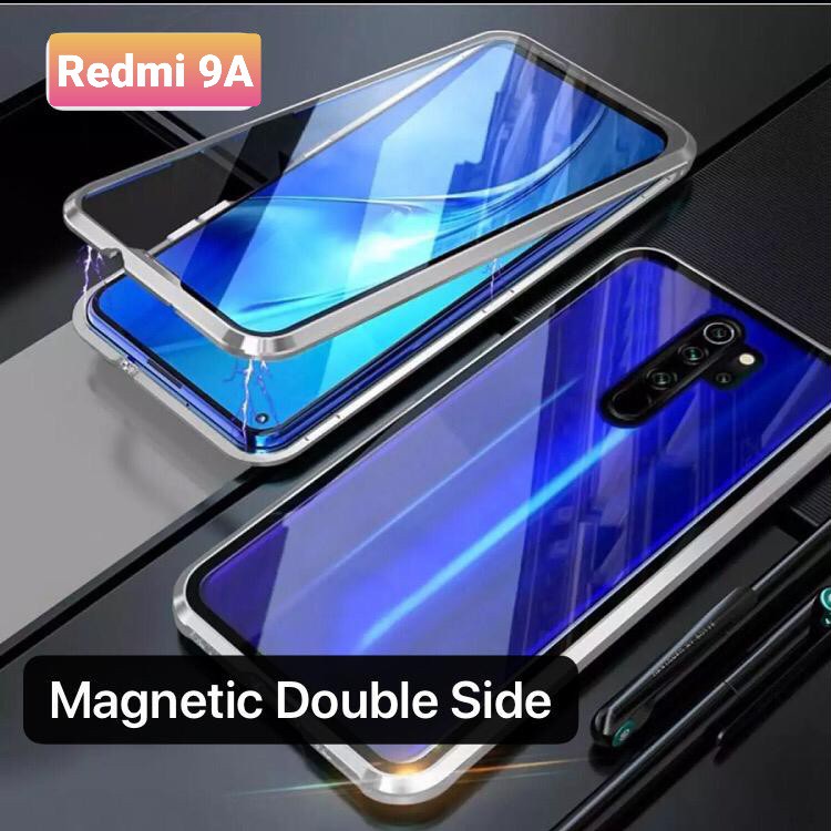 Case Magnetic DEPAN BELAKANG Xiaomi Redmi 9A Premium Case 2in1 Double Glass