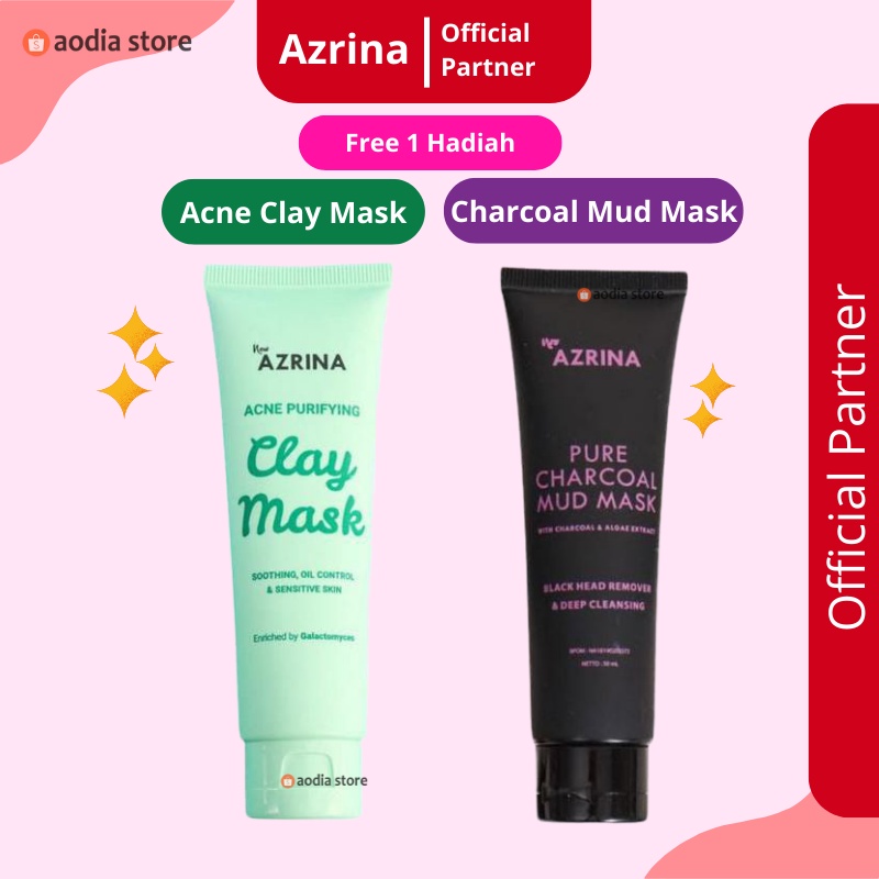 AZRINA PURE CHARCOAL MUD MASK ACNE PURIFYING CLAY MASK MASKER WAJAH UNTUK JERAWAT DAN PEMUTIH WAJAH