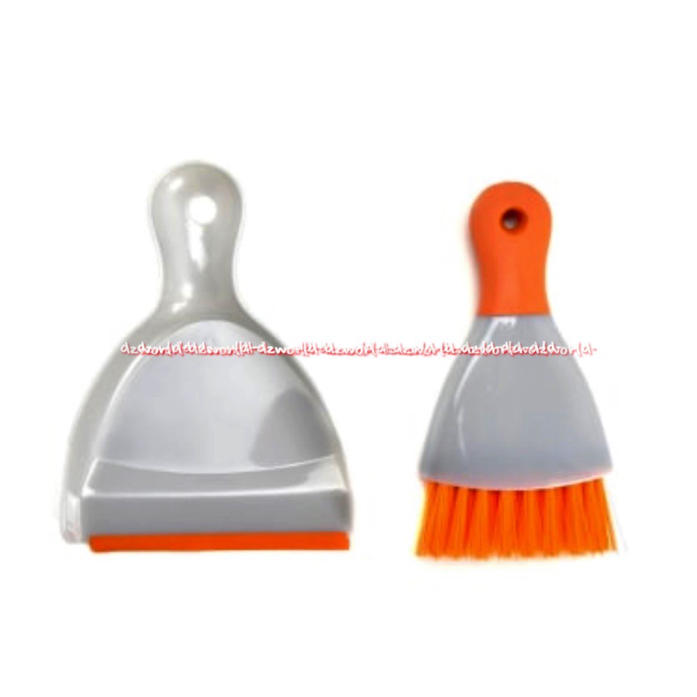 Duster &amp; Dustpan Set Sapu Kecil Sapu dan Pengki Mini Mobil Putih Orange