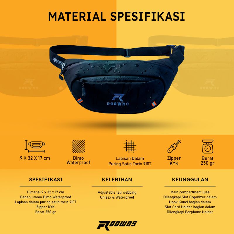 Tas Selempang Pria Anti Air Wistbag Waterproof Roowns Original Woven