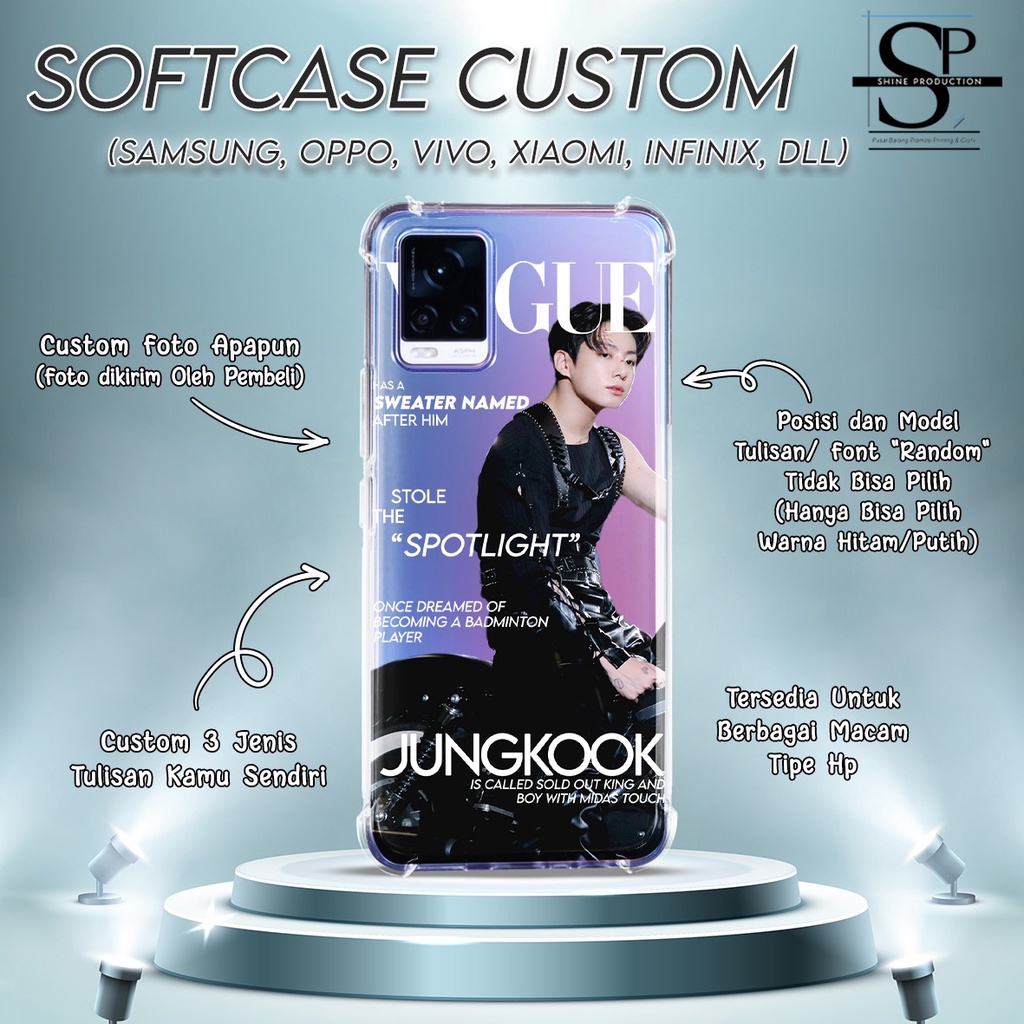 Softcase Oppo Xiaomi Vivo infinix Custom Background Transparan Custom Tulisan