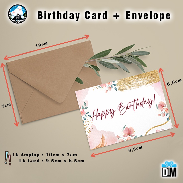 Kartu Ucapan Ulang Tahun - Birthday Card Amplop Kraft Anniversary Wedding Valentine Greeting Card/Gi