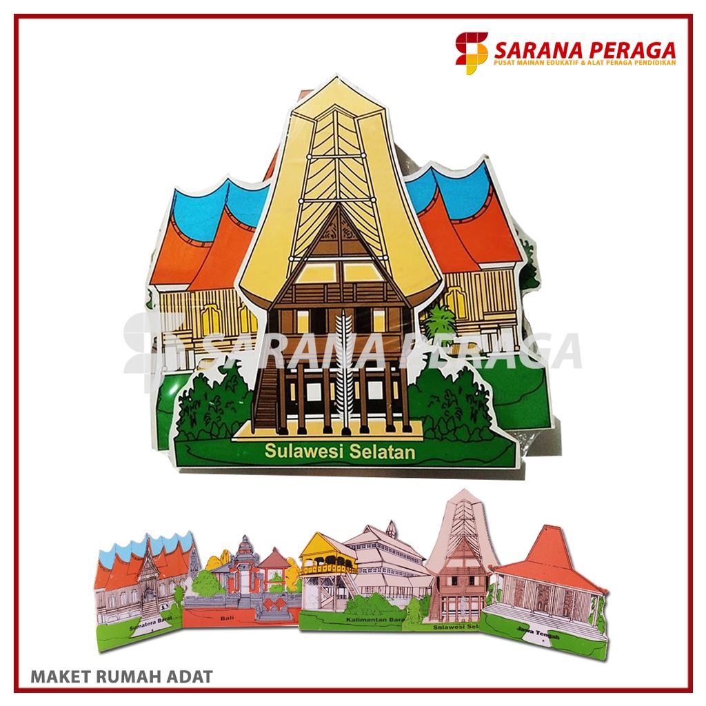 SaranaPeraga - Maket Rumah Adat / Miniatur Rumah Adat / Maket Berdiri Rumah Adat / APE Paud - Mainan