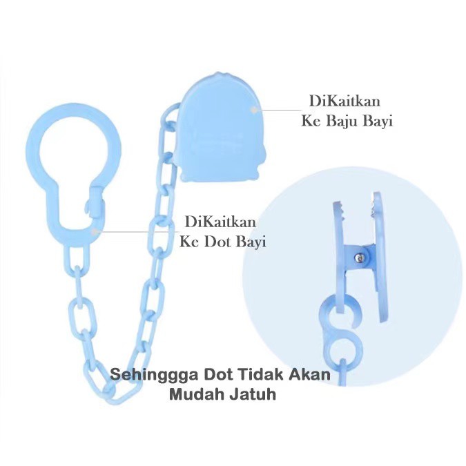MOMMYCARE Dot Anti Jatuh / Tali Dot Baby / Dot Dengan Kotak Silikon / Empeng Rantai / Pacifier Bayi + Box-3