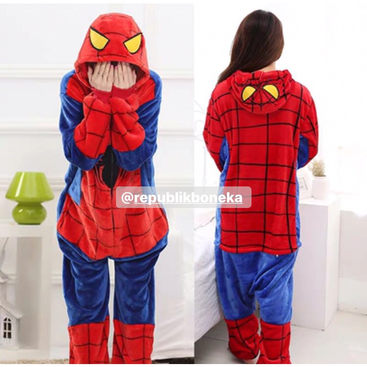 BAJU ONESIE KOSTUM SPIDERMAN AVENGERS SUPERHERO LABA LABA PIYAMA COSPLAY